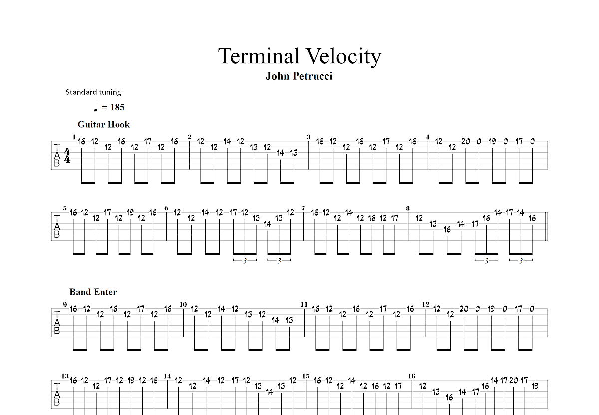 Terminal Velocity吉他谱_John Petrucci_E调总谱 吉他世界