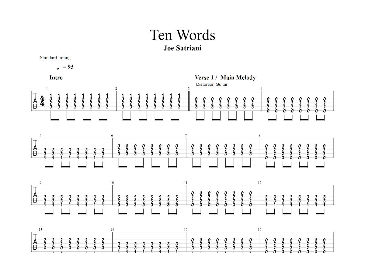 tenwords电吉他谱图片