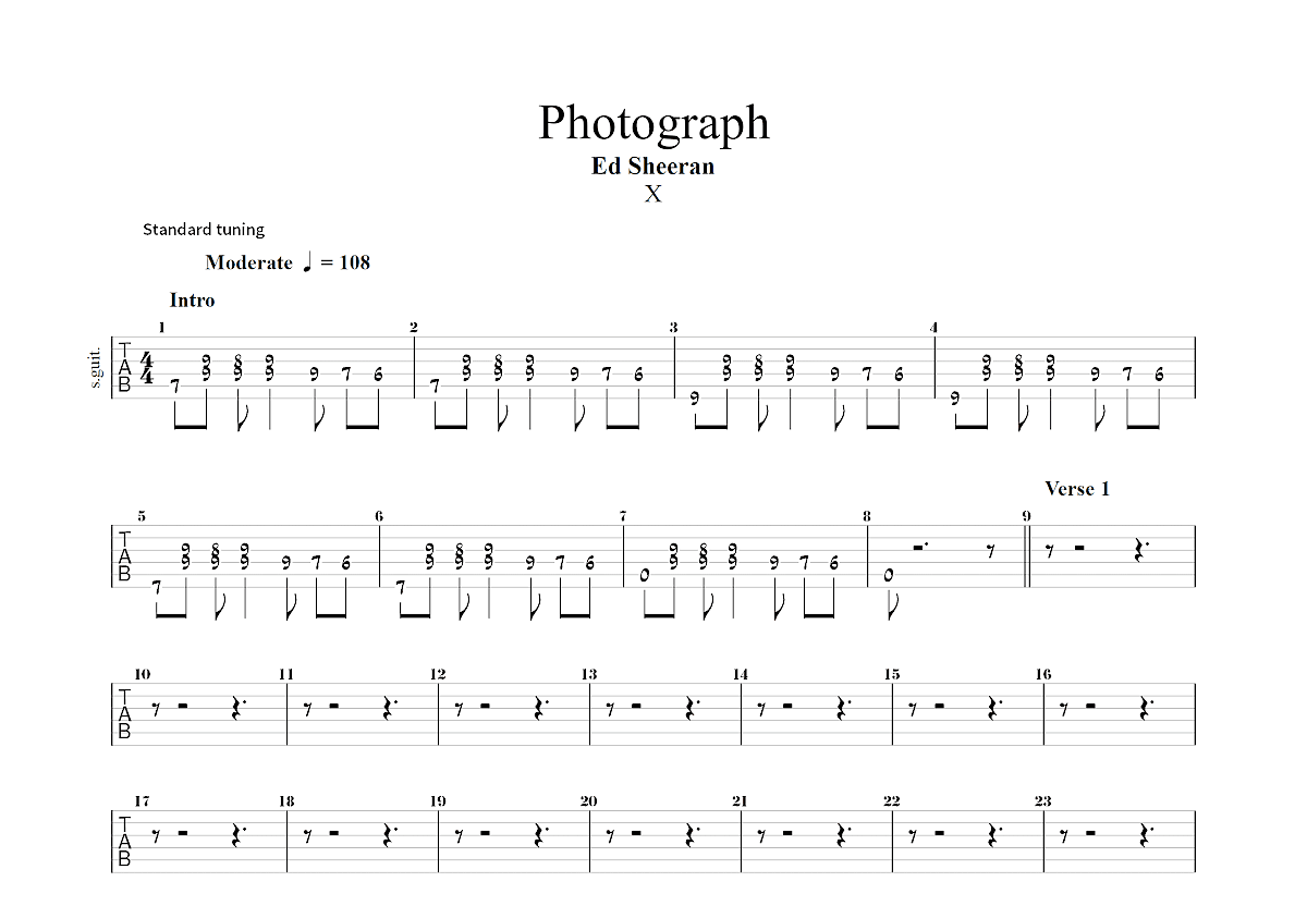 Photograph吉他谱(PDF谱,弹唱,伴奏)_Ed Sheeran(艾德·希兰 / 红发艾德)