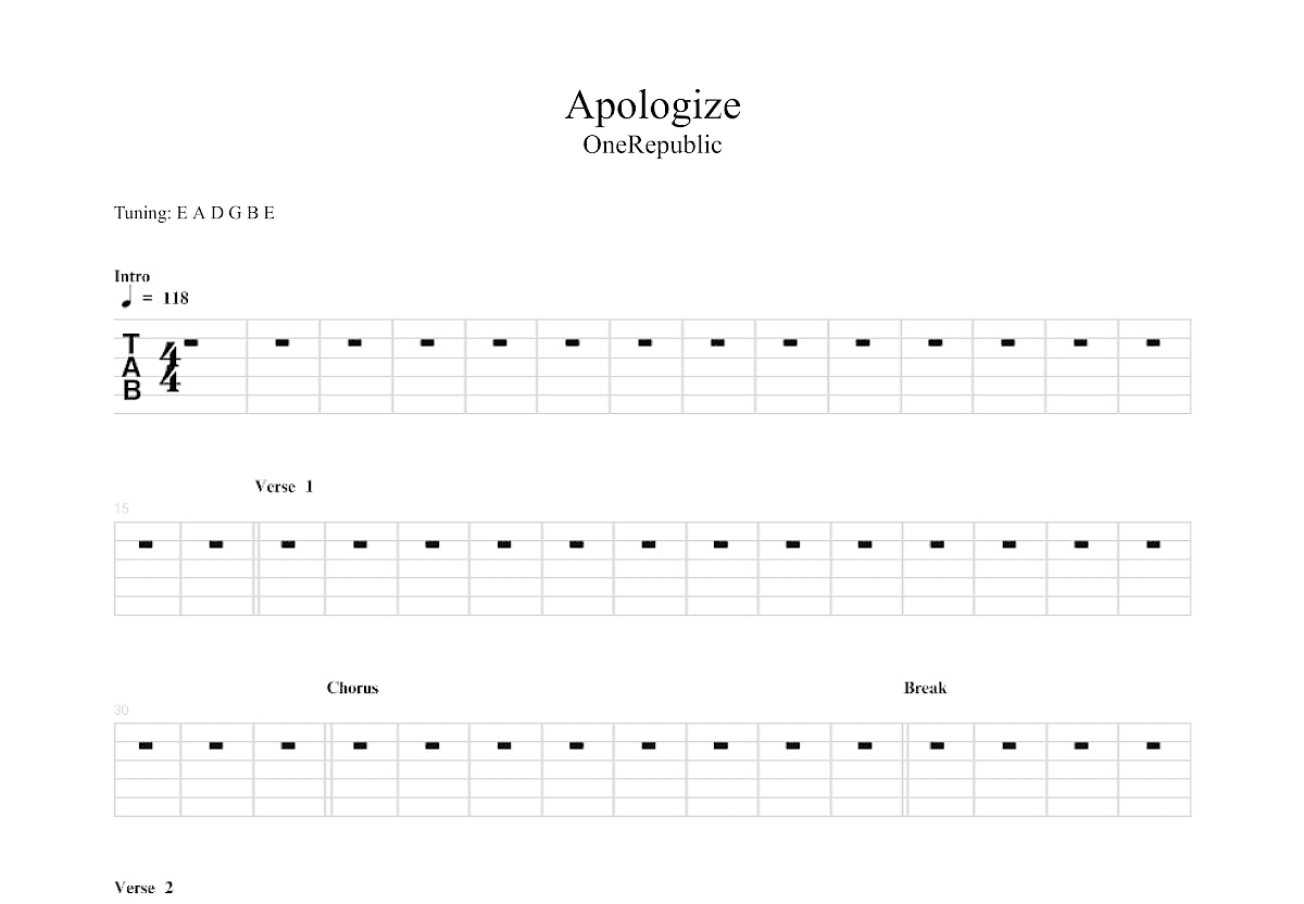 Apologize Piano Sheet Music Free Printable - Free Printable