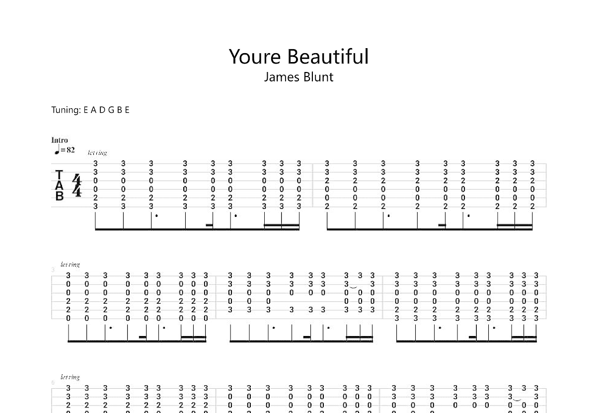 You are beautiful吉他谱_James Blunt_C调弹唱54%单曲版 - 吉他世界