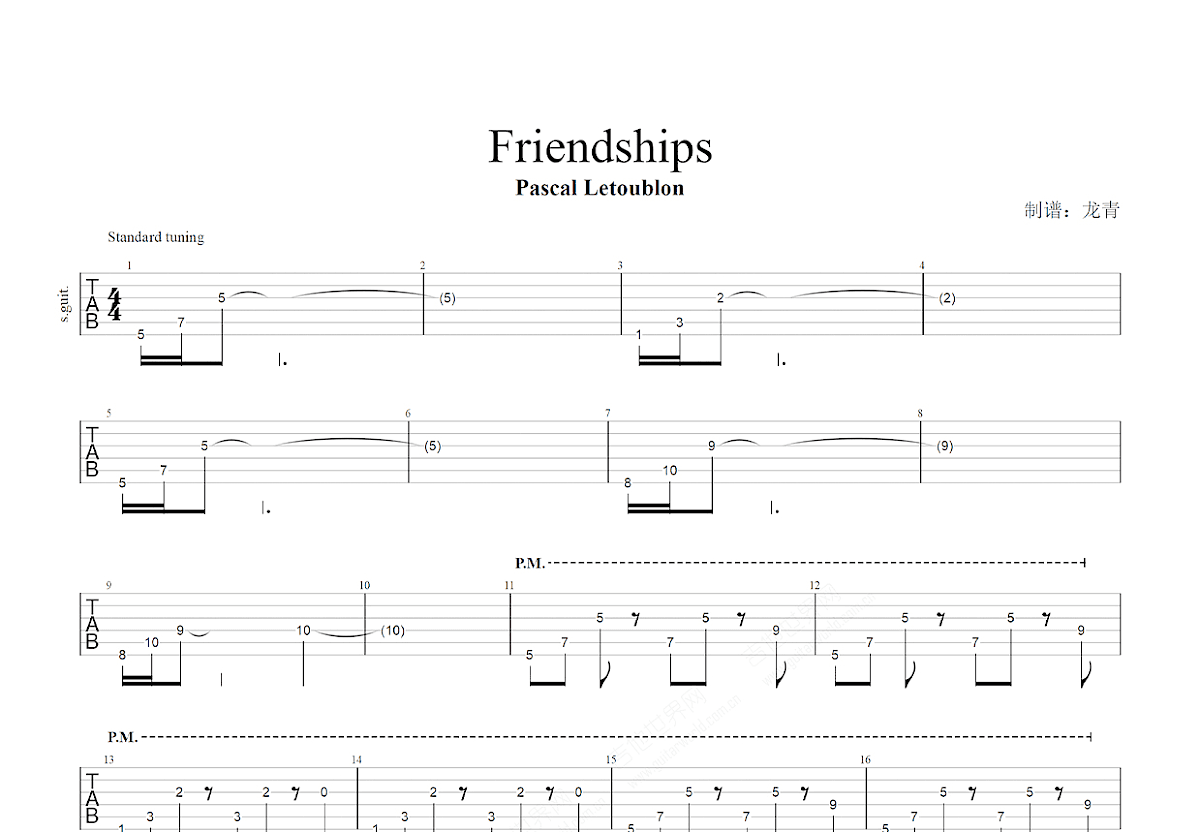 friendships吉他谱_pascal letoublonc调指弹_ca.up 吉他世界