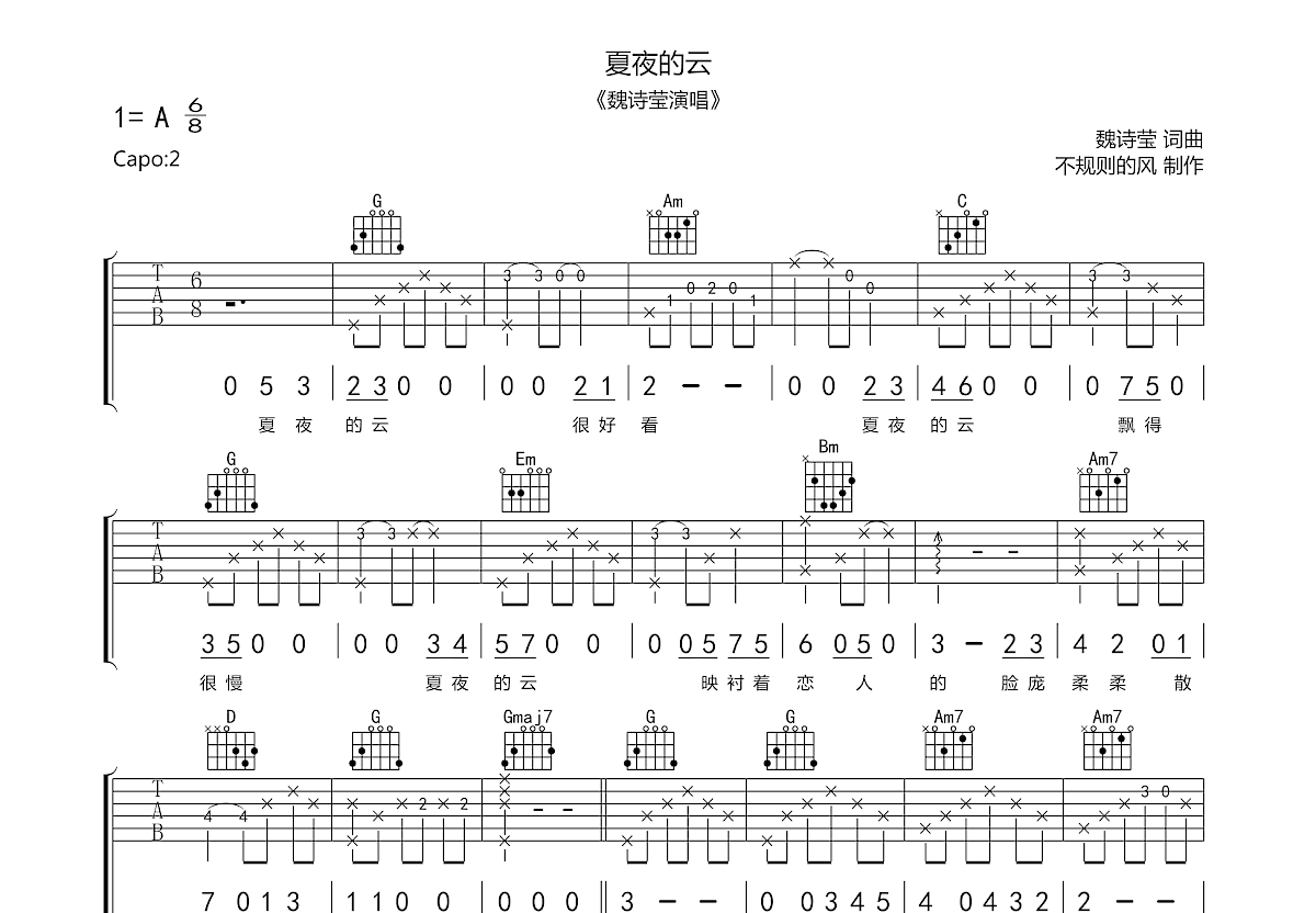 曲谱版本魏诗莹 单曲版完整信息>原版指数82 接近