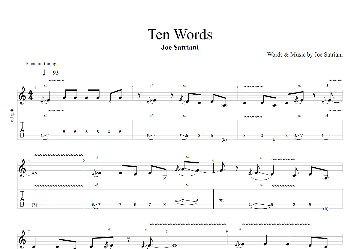 tenwords吉他谱图片