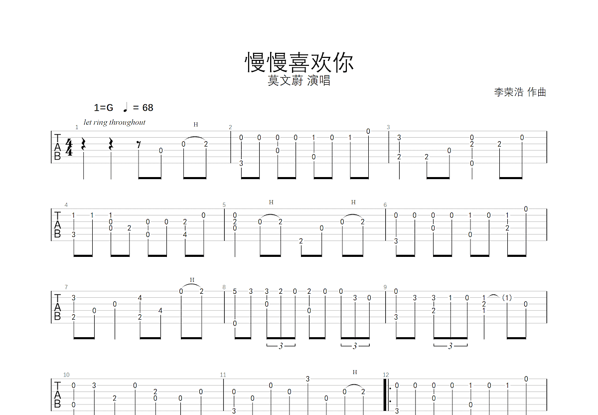 慢慢喜欢你 尤克里里图片