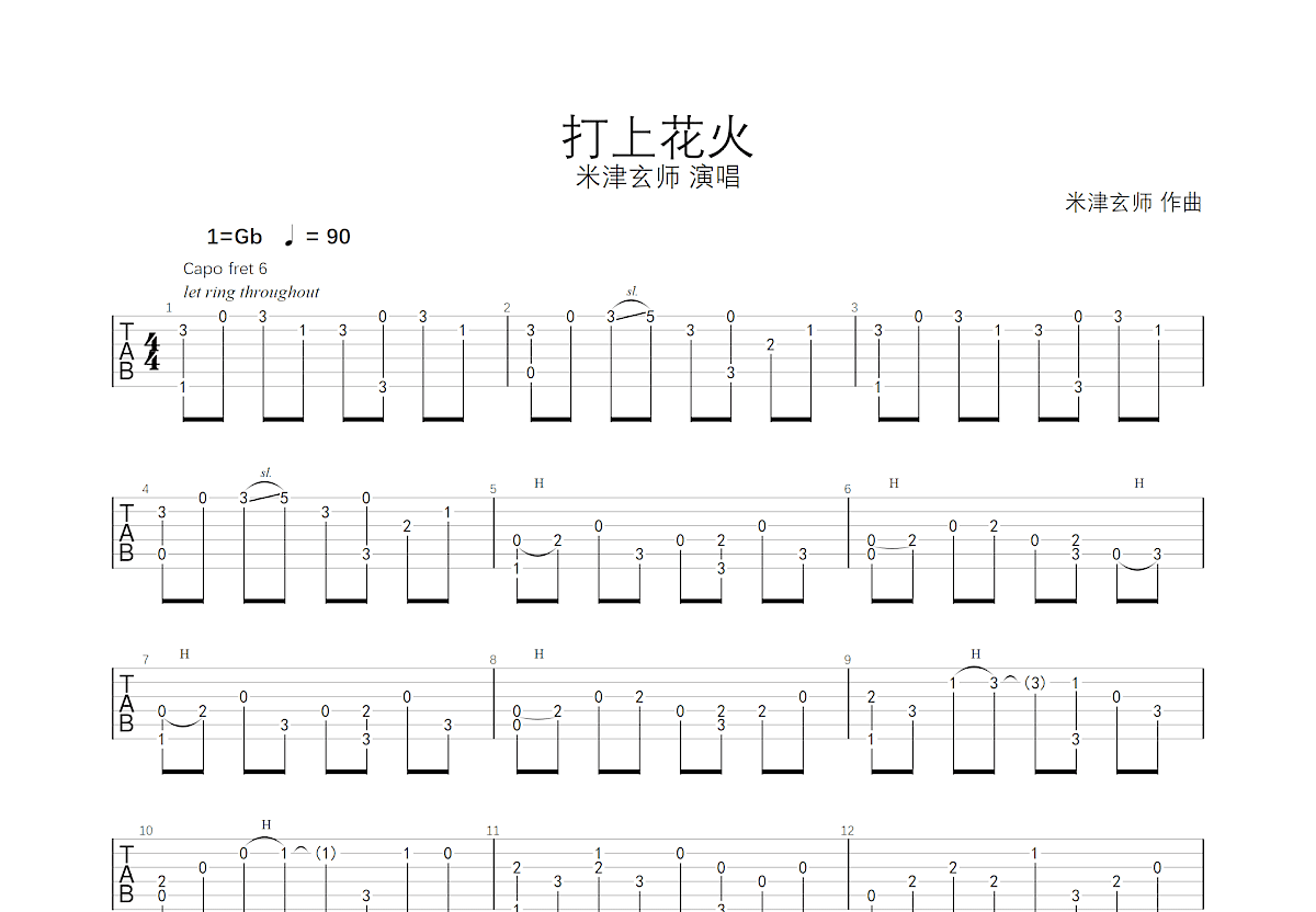花火 - 汪峰 - 吉他谱(简单吉他编配制谱) - 嗨吉他