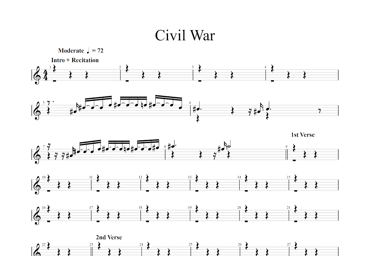 civil war吉他谱和弦图片