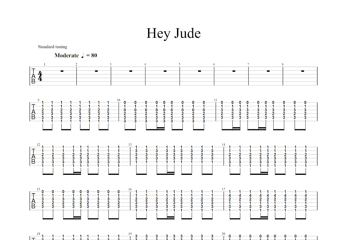 The Beatles《Hey Jude》吉他谱_F调吉他弹唱谱 - 打谱啦