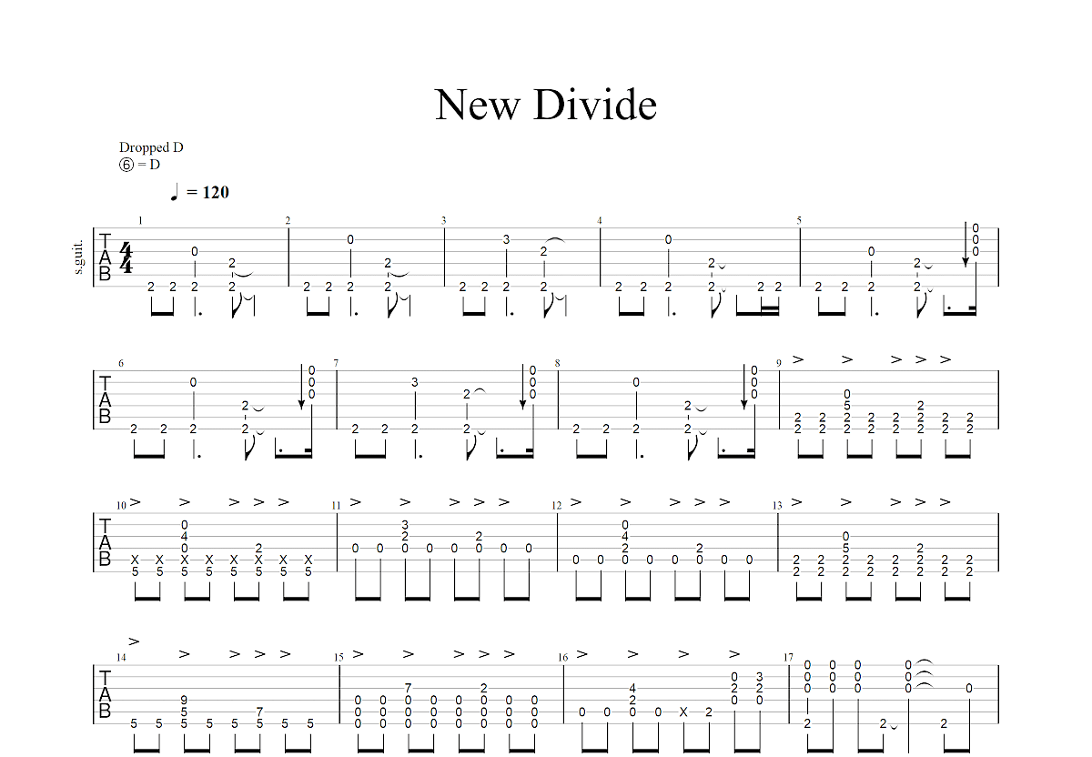 New Divide 吉他谱-虫虫吉他谱免费下载