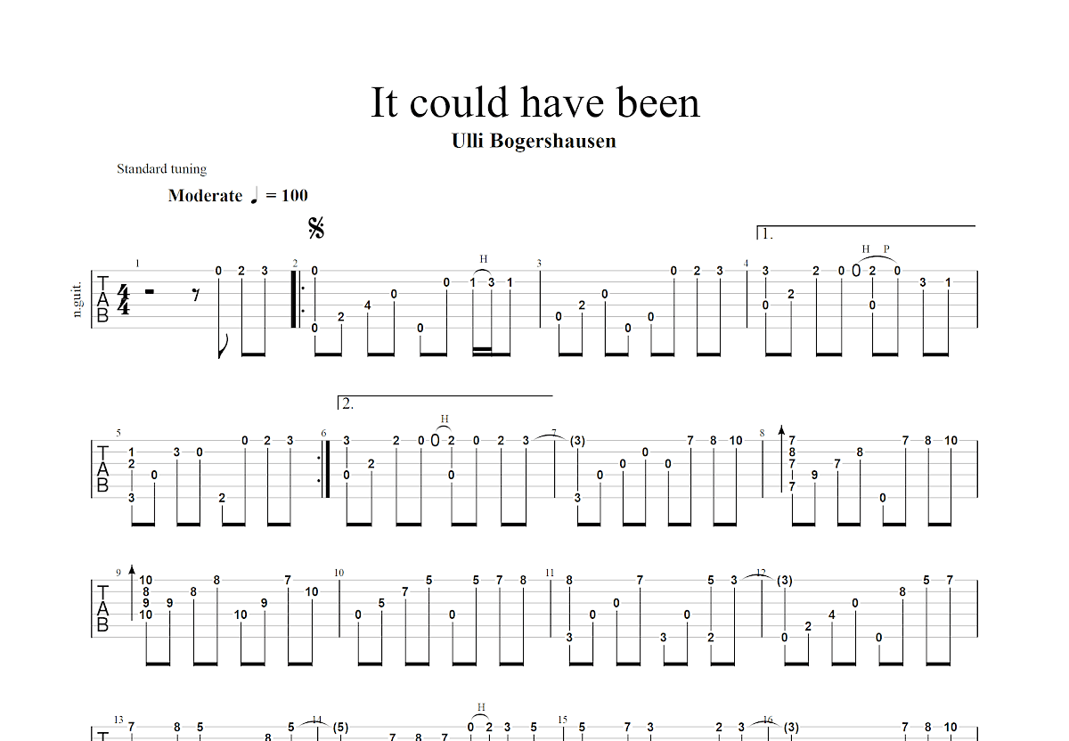 it could have been吉他谱_ulli bogershausen_g调指弹 - 吉他世界