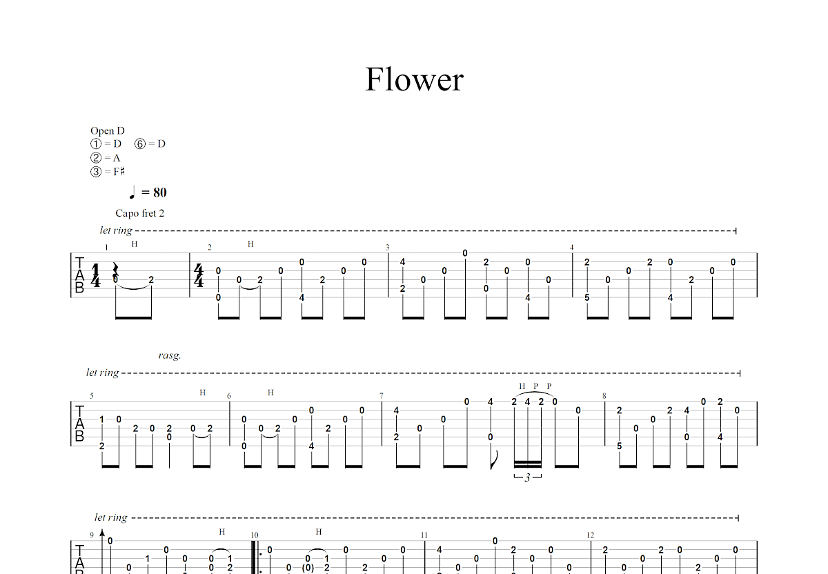 [吉他六線譜]岸部真明-花(Masaaki Kishibe - Flower/Hana) | Wen吉他誌
